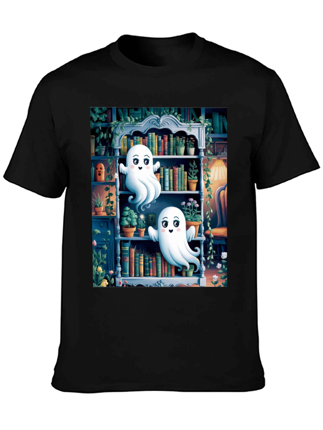 Spooky Library Ghost T-Shirt