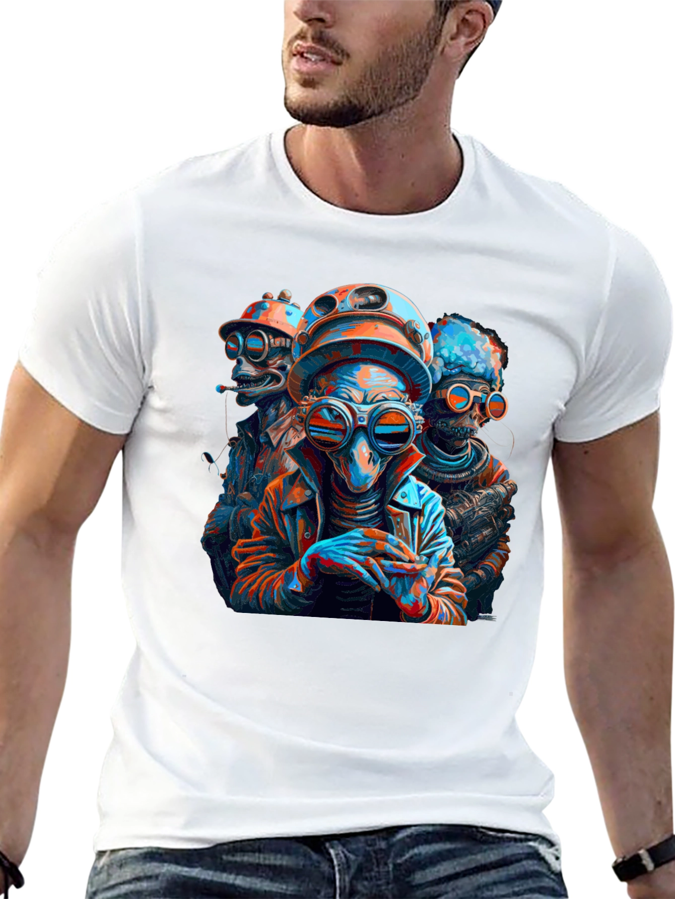 Steampunk Alien Crew Black T-Shirt