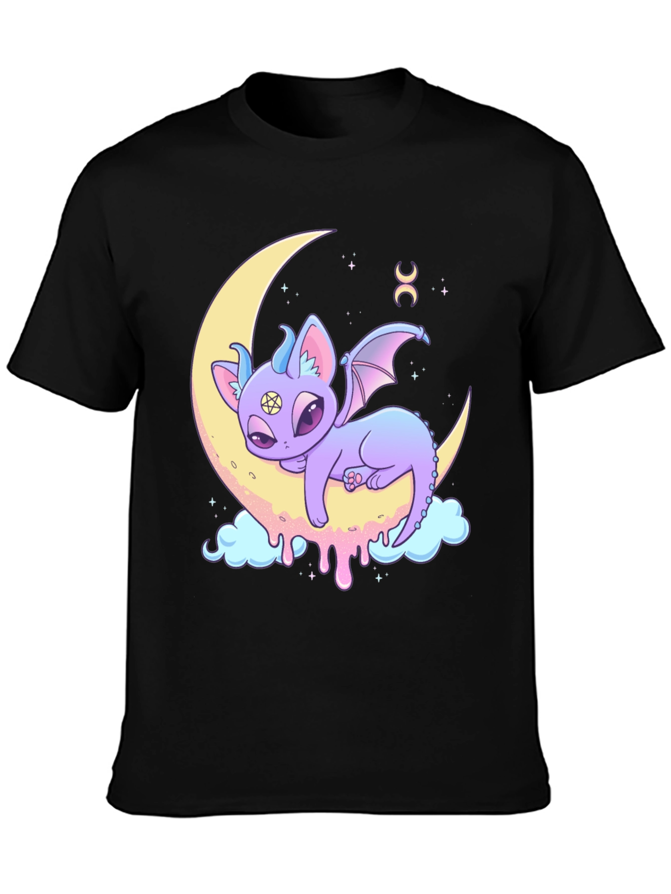 Cute Pastel Goth Demon Cat Moon T-Shirt