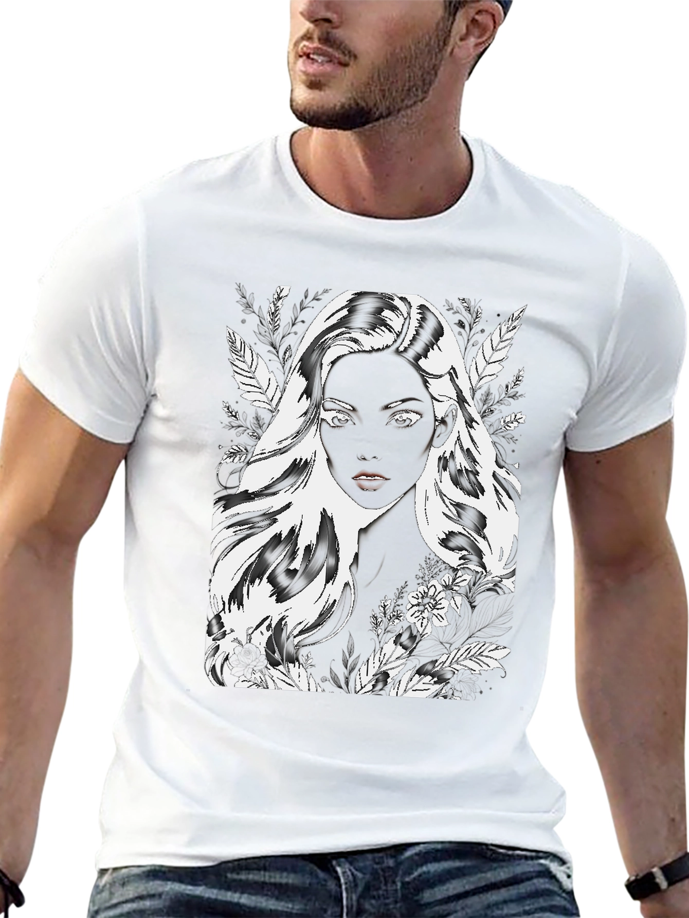 Monochrome Woman Graphic Tee - Stylish Black T-Shirt