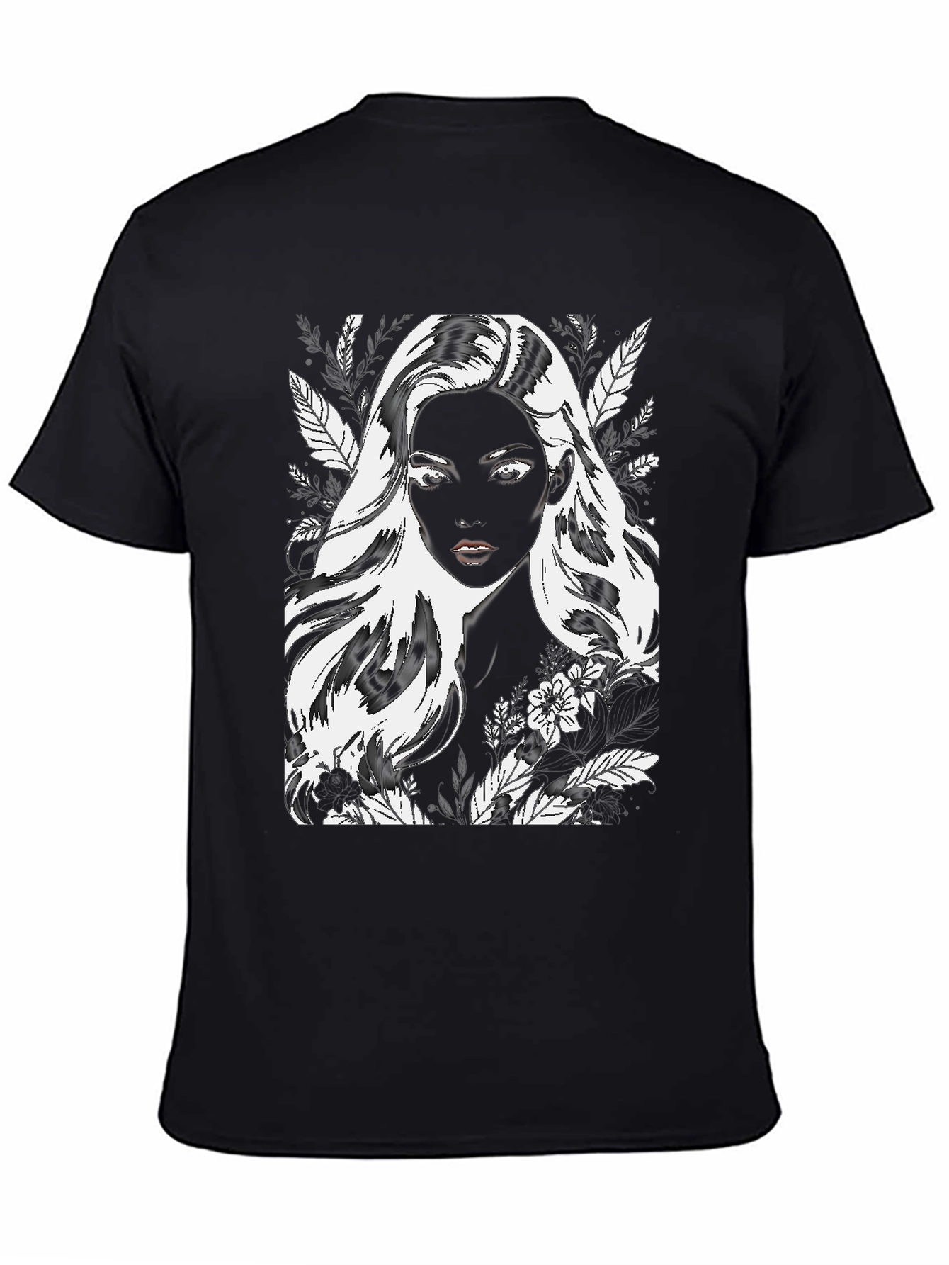 Monochrome Woman Graphic Tee - Stylish Black T-Shirt