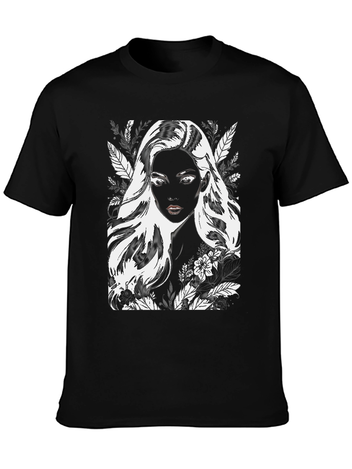 Monochrome Woman Graphic Tee - Stylish Black T-Shirt