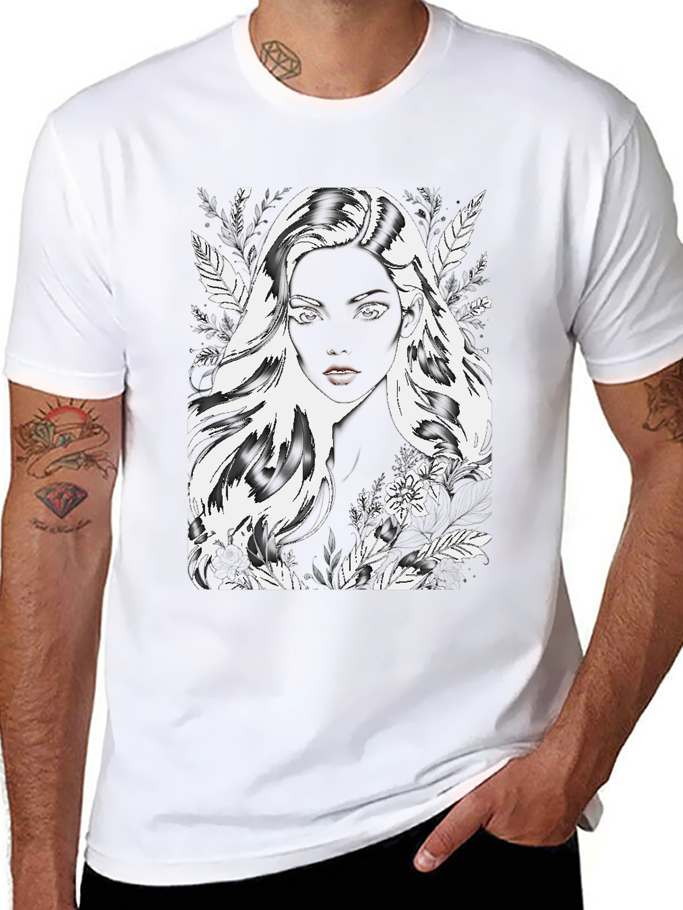 Monochrome Woman Graphic Tee - Stylish Black T-Shirt