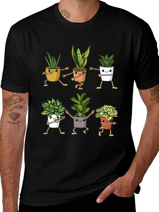 Dancing Plant Pots Black Graphic Tee