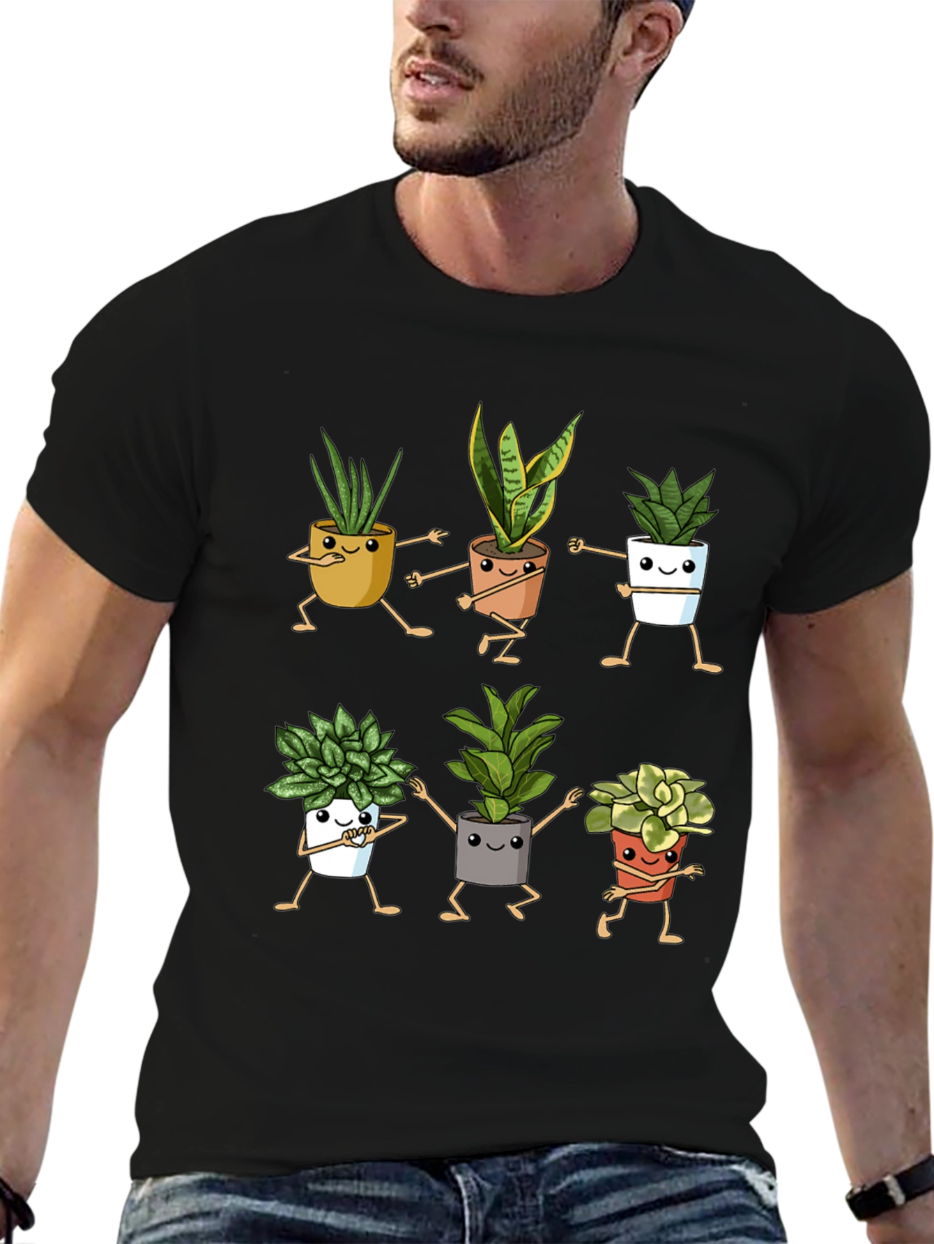 Dancing Plant Pots Black Graphic Tee