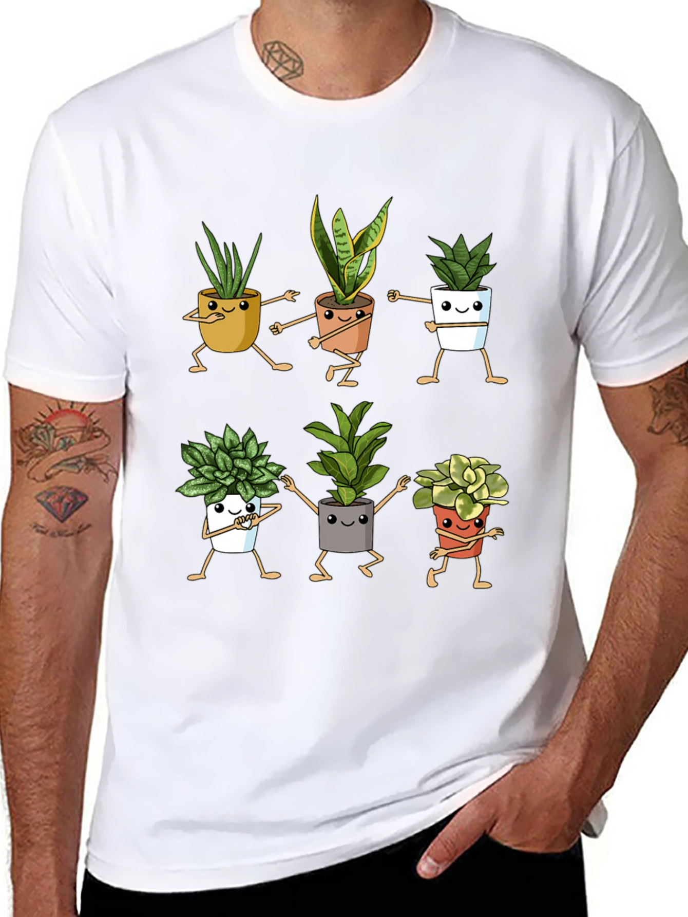 Dancing Plant Pots Black Graphic Tee