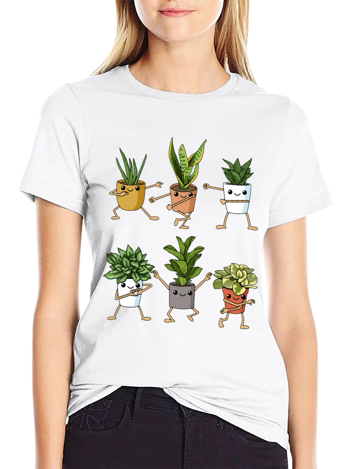 Dancing Plant Pots Black Graphic Tee