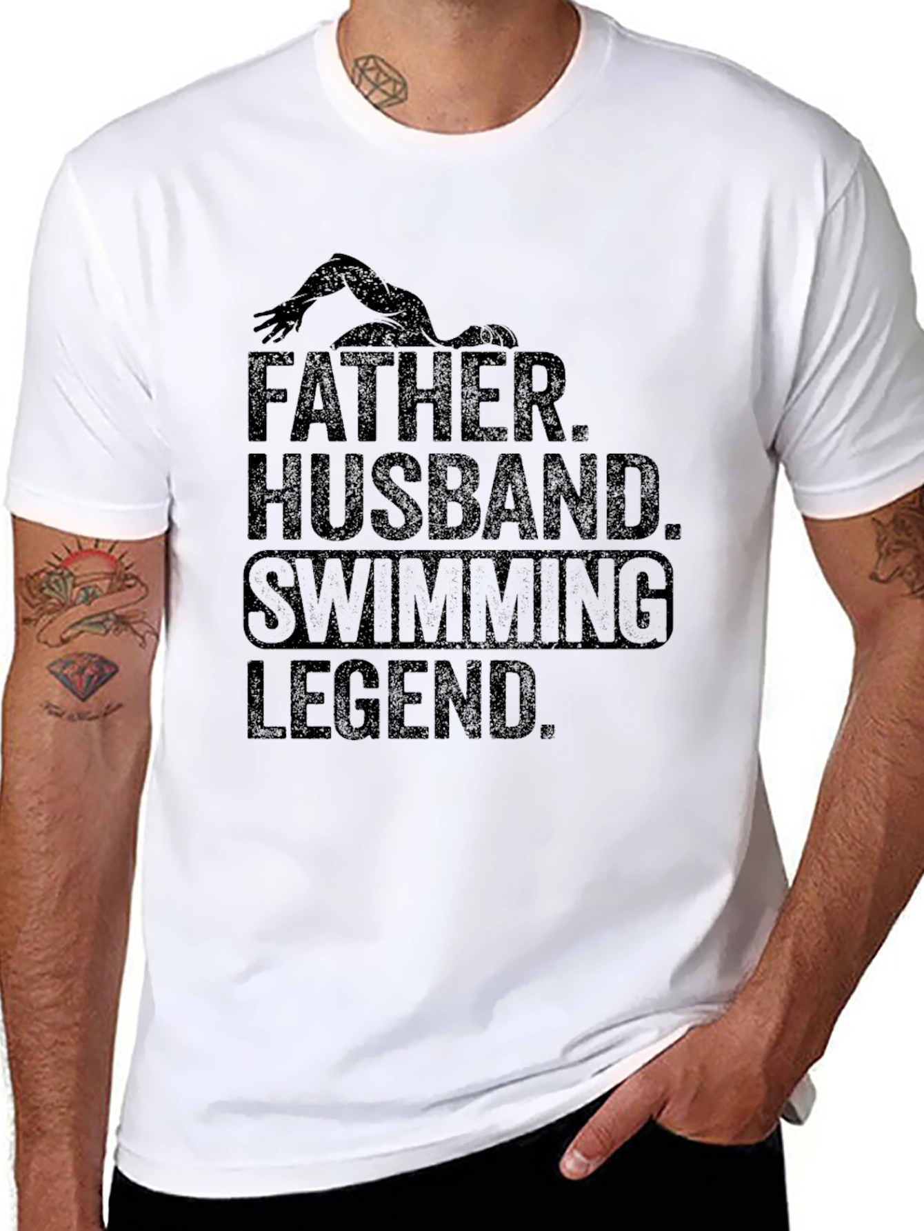 Father Husband Swimming Legend Graphic Tee