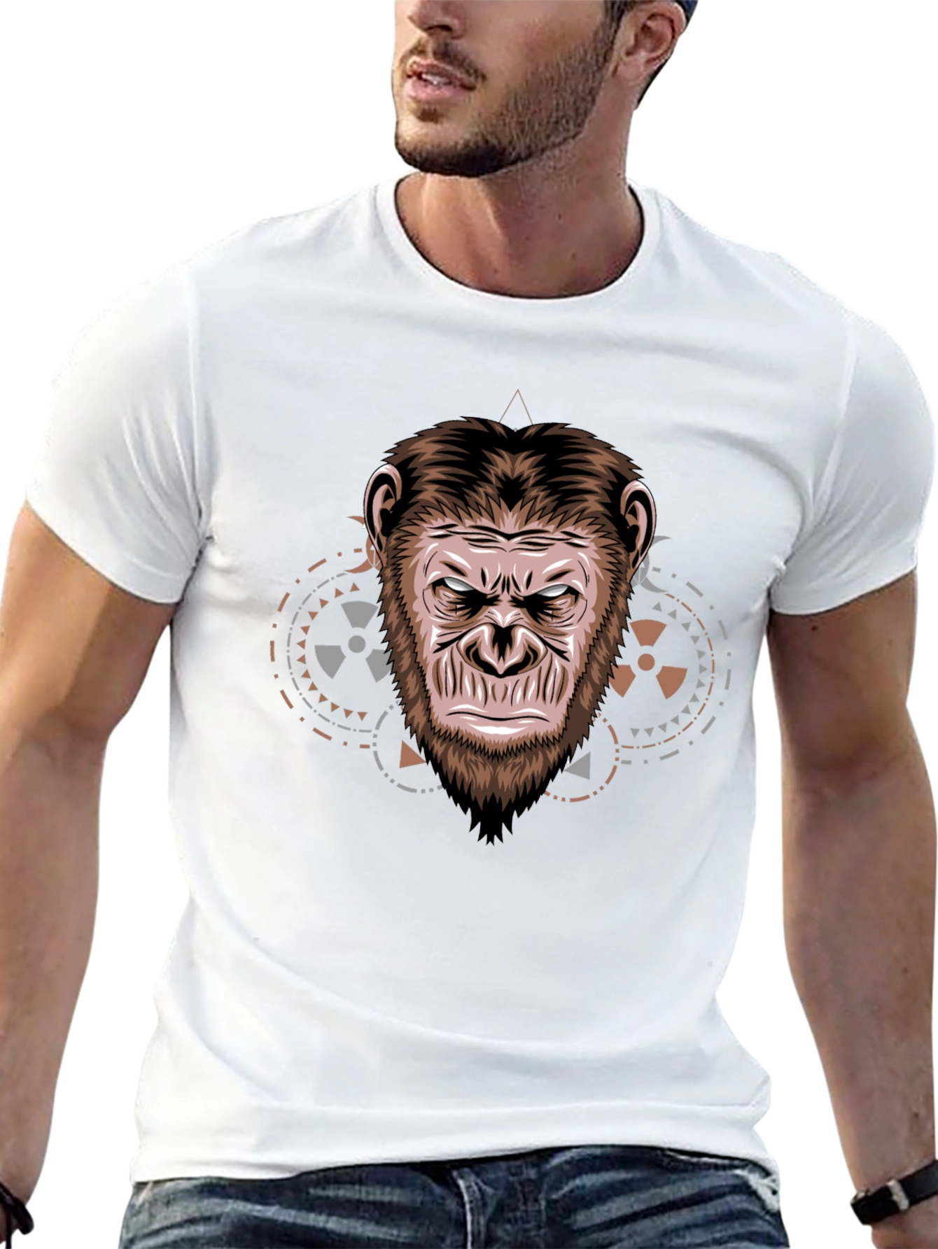 Ape Face Graphic T-Shirt - Cool Animal Design