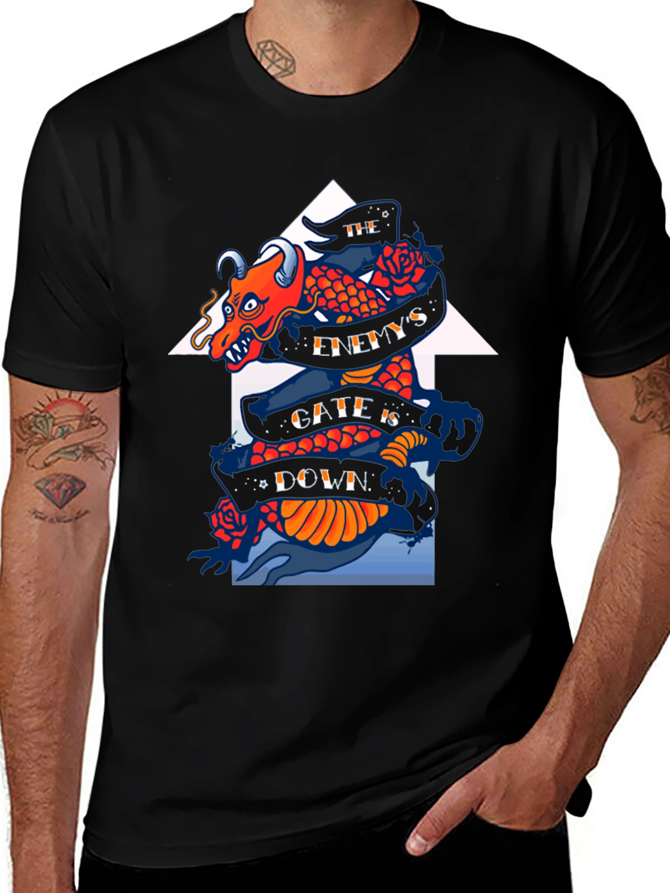 Dragon Graphic Print Black T-Shirt