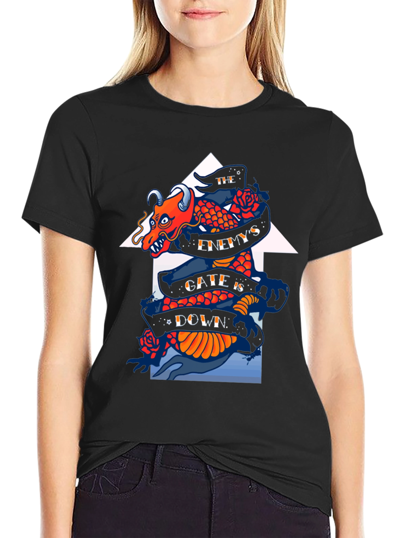 Dragon Graphic Print Black T-Shirt