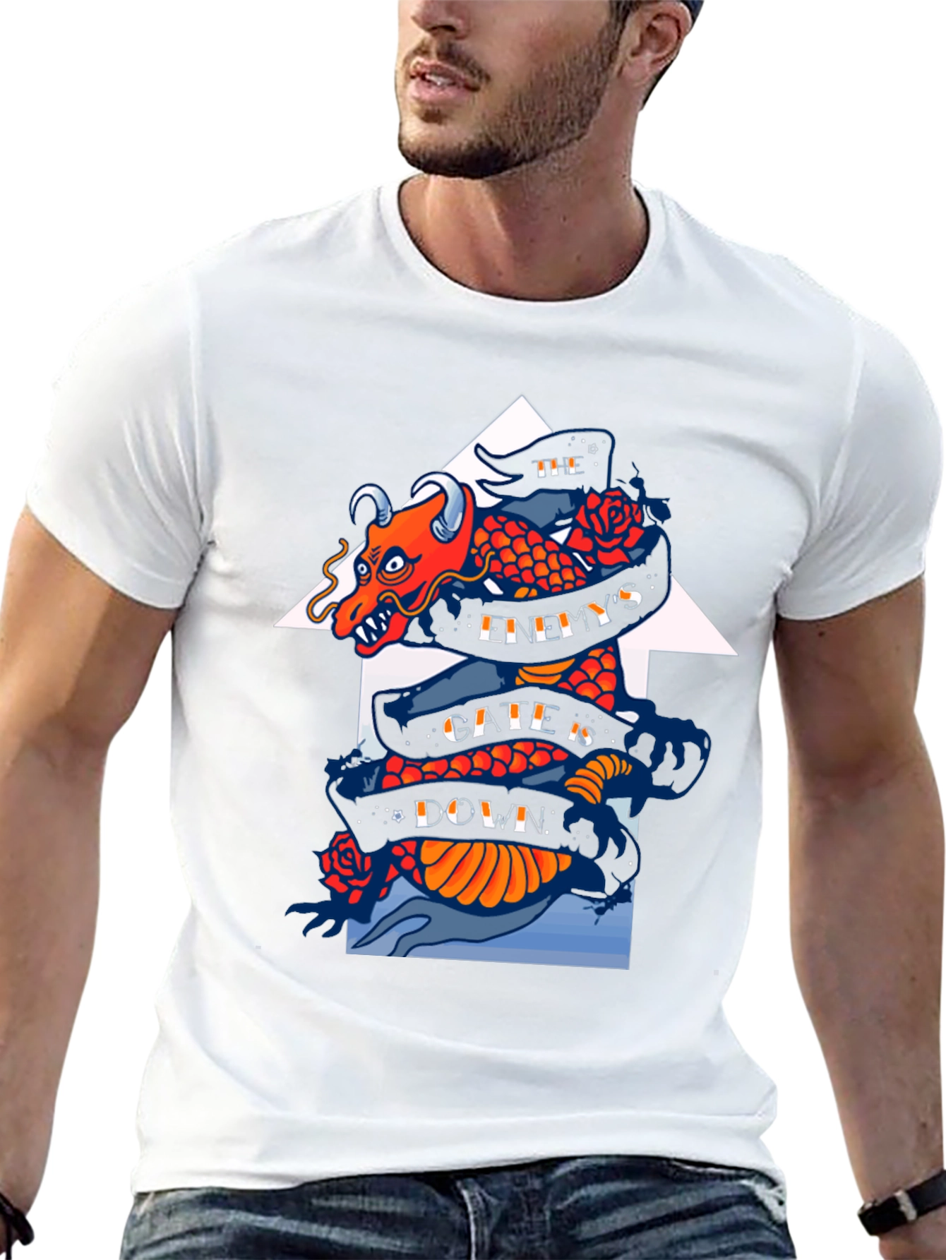 Dragon Graphic Print Black T-Shirt