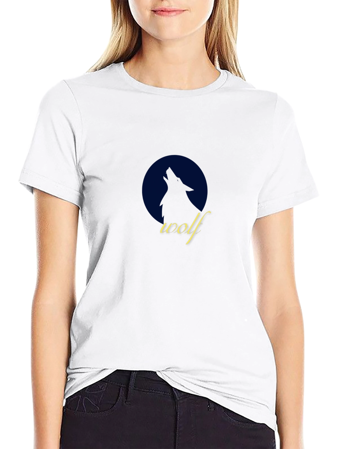 Wolf Silhouette Graphic Tee - Black Cotton T-Shirt