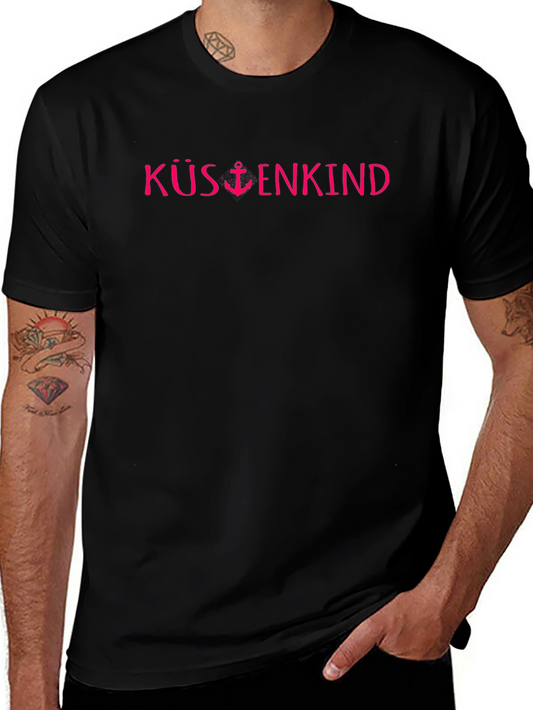 KÜSTENKIND Black Tee - Coastal Kid Anchor Graphic