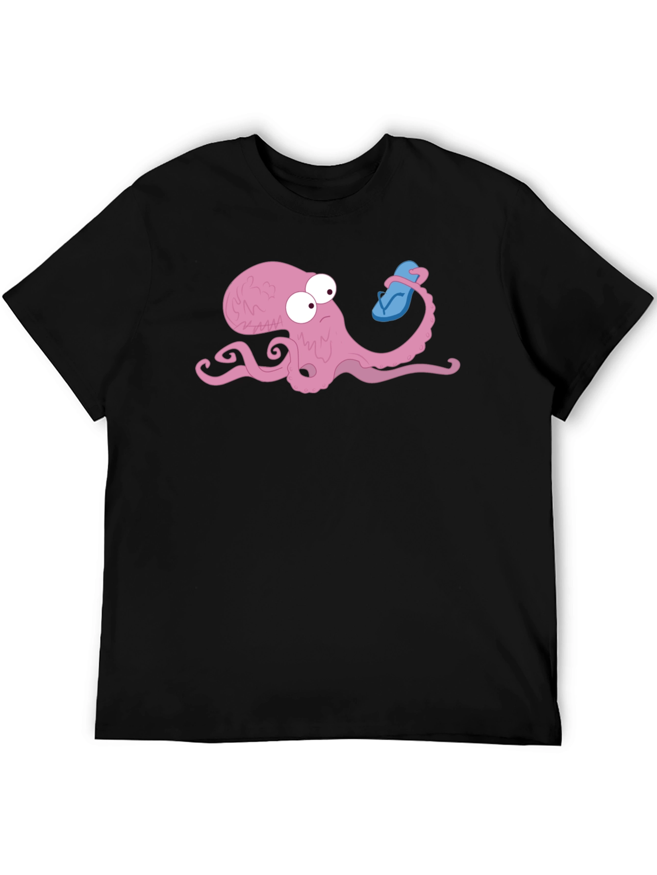Octopus with Flip Flop Graphic Tee - Black Cotton