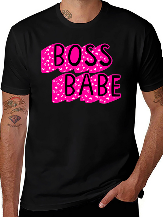Boss Babe T-Shirt - Black Tee with Fun Pink Design