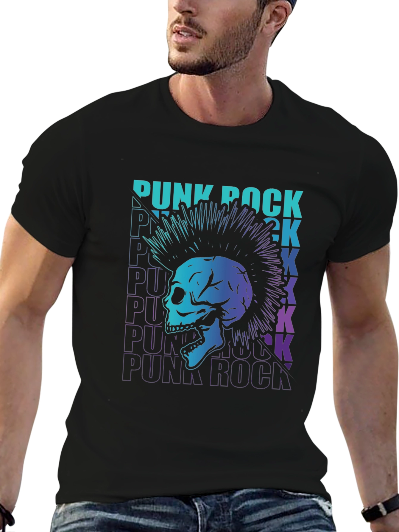 Punk Rock Skull Graphic Tee - Edgy Style