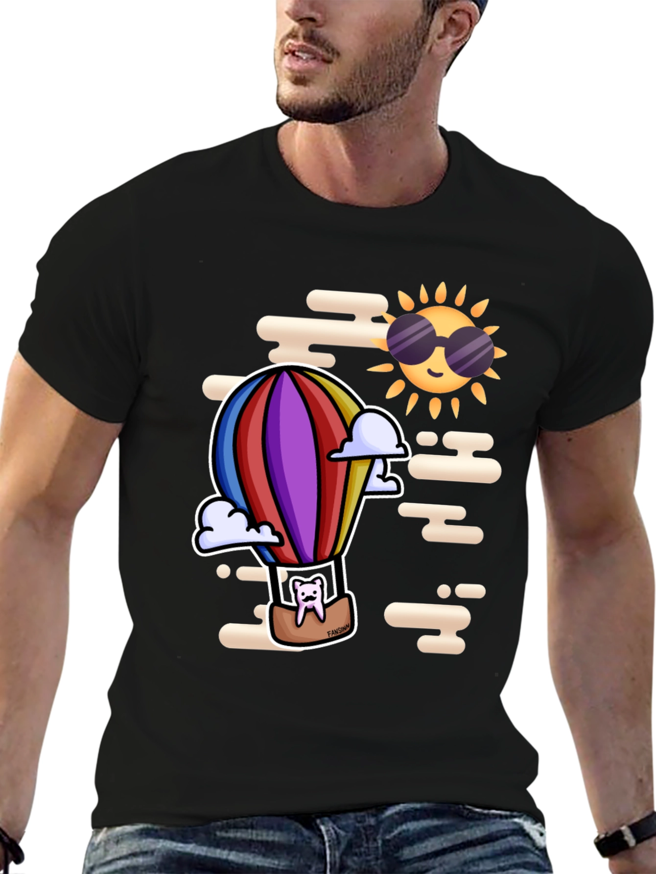 Tooth Hot Air Balloon Black T-Shirt