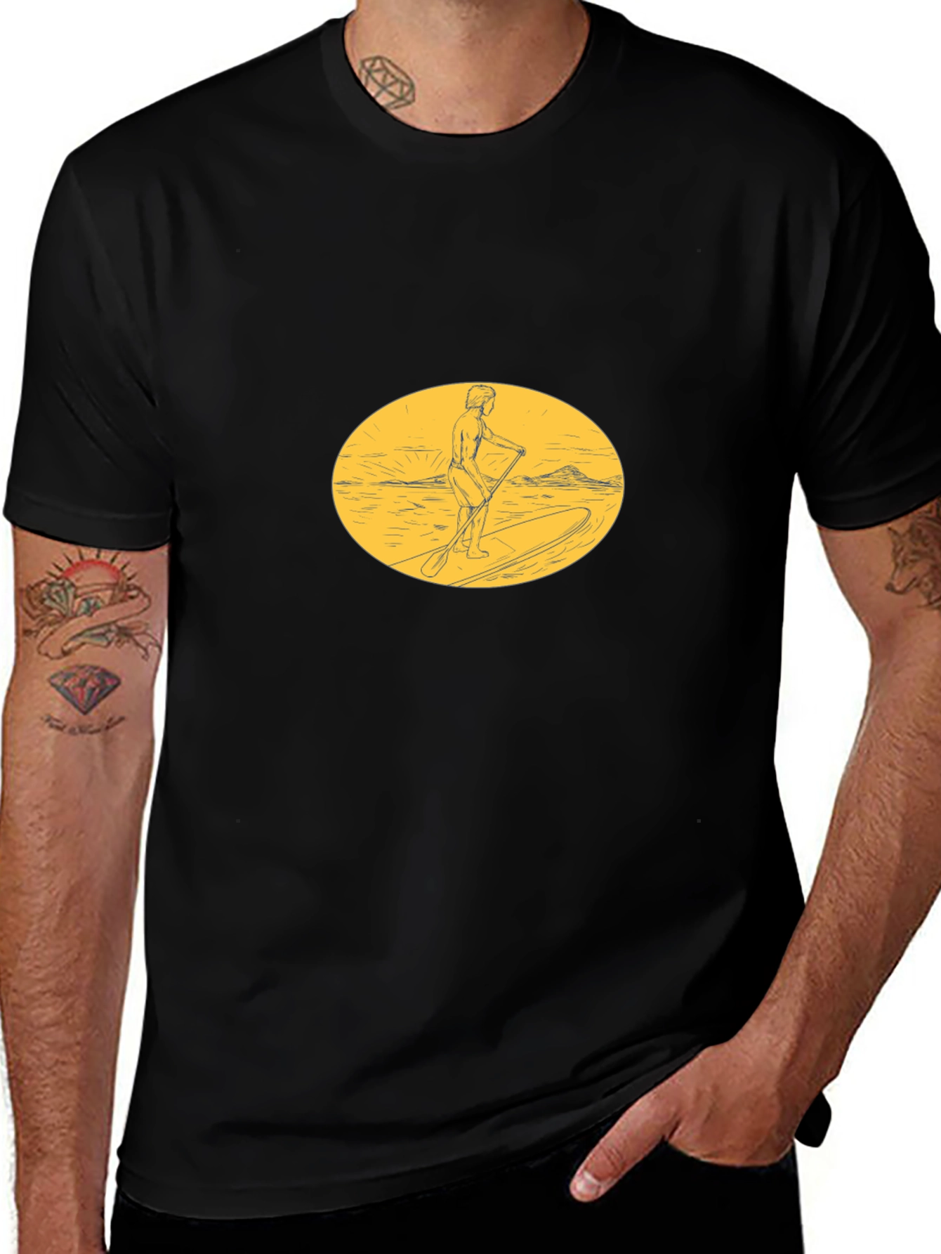 Paddleboarder Graphic Tee - Black