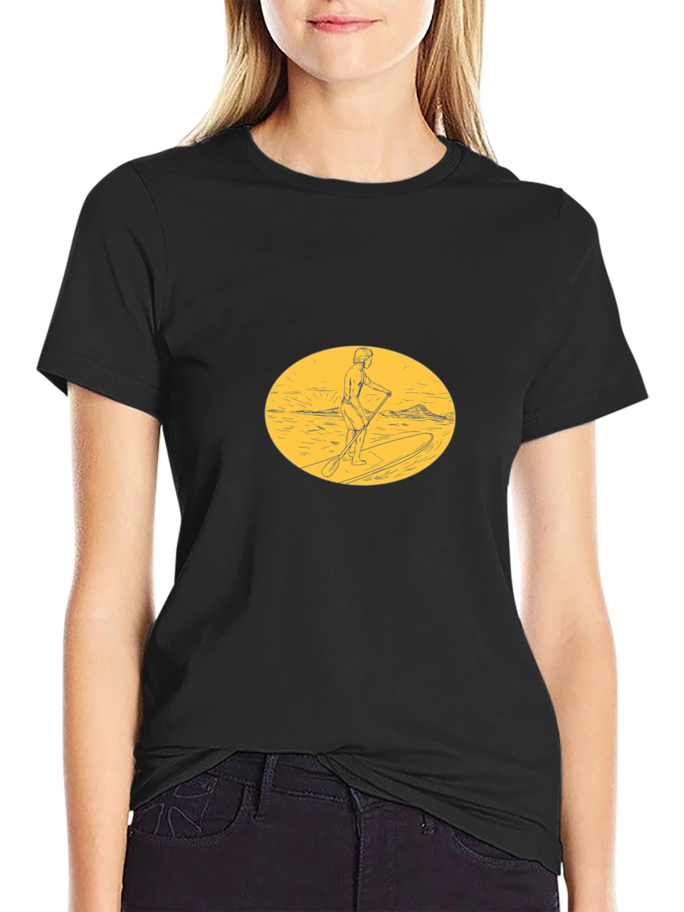 Paddleboarder Graphic Tee - Black