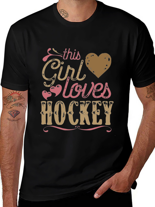 This Girl Loves Hockey Graphic T-Shirt
