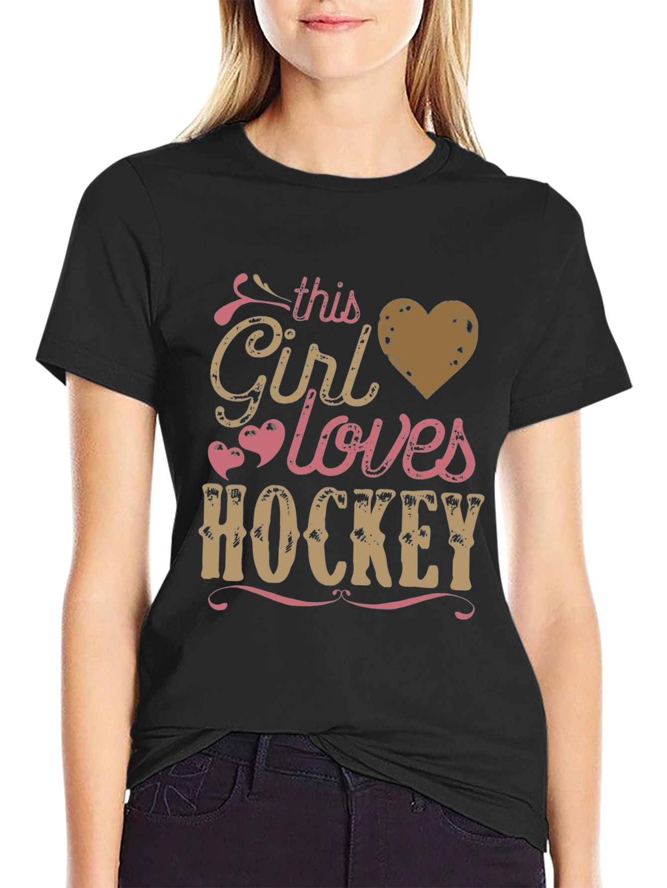 This Girl Loves Hockey Graphic T-Shirt