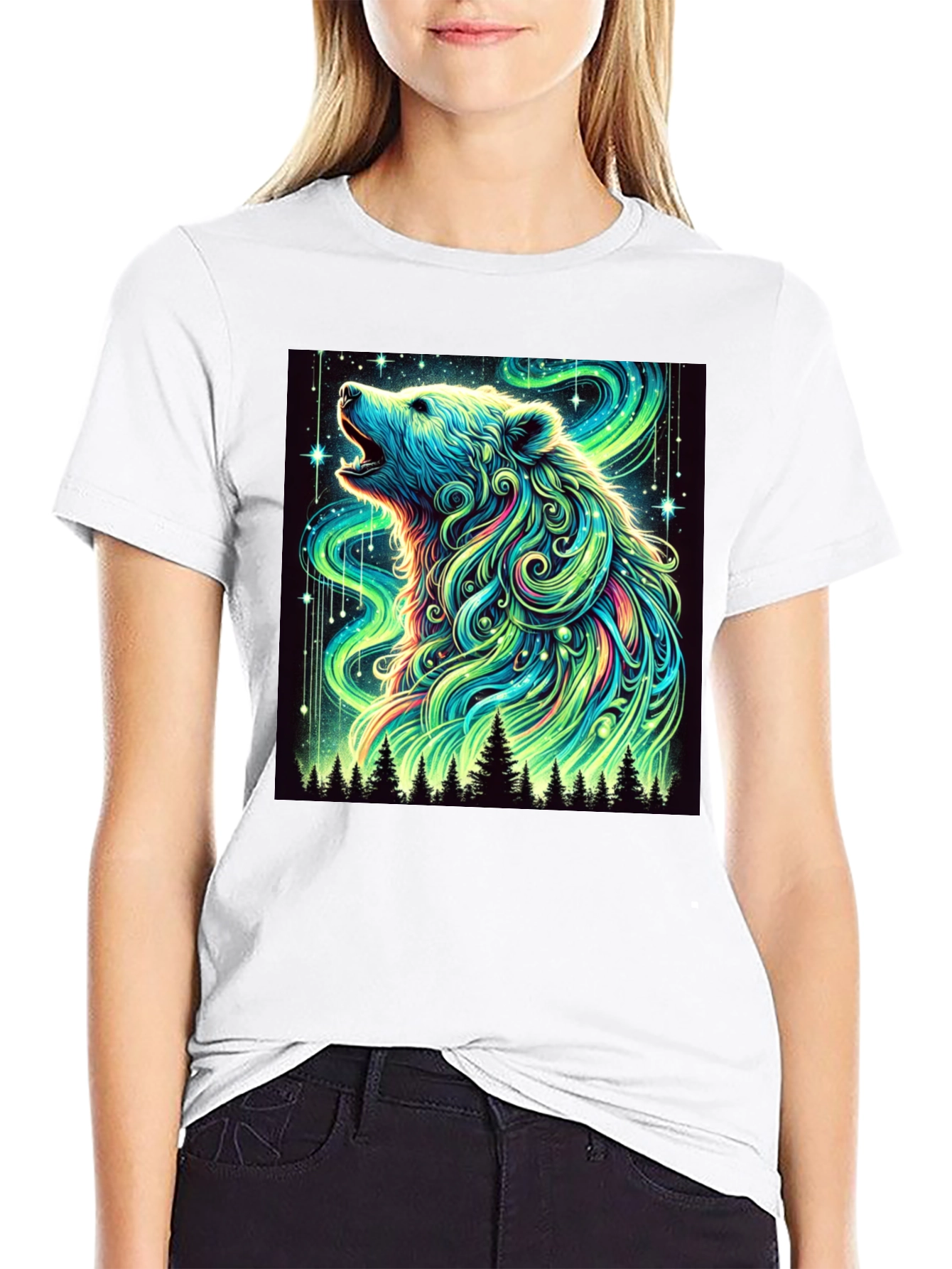 Aurora Bear Black T-Shirt