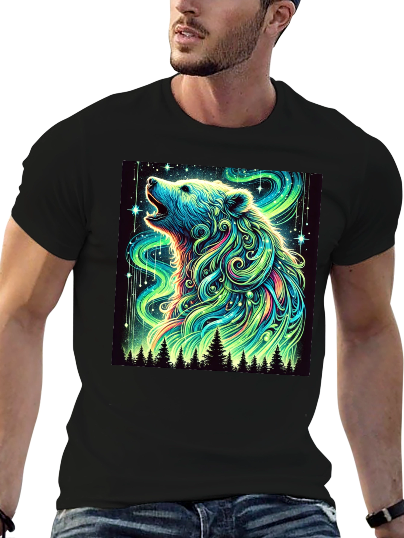 Aurora Bear Black T-Shirt