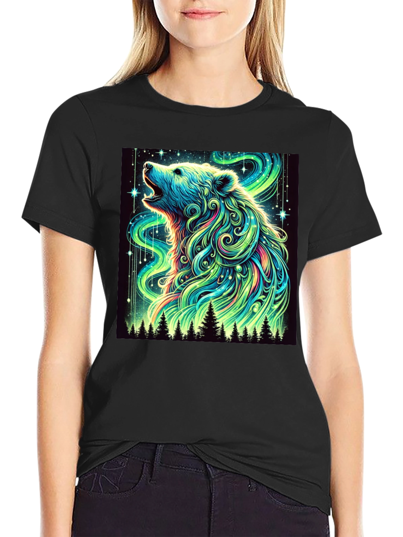 Aurora Bear Black T-Shirt