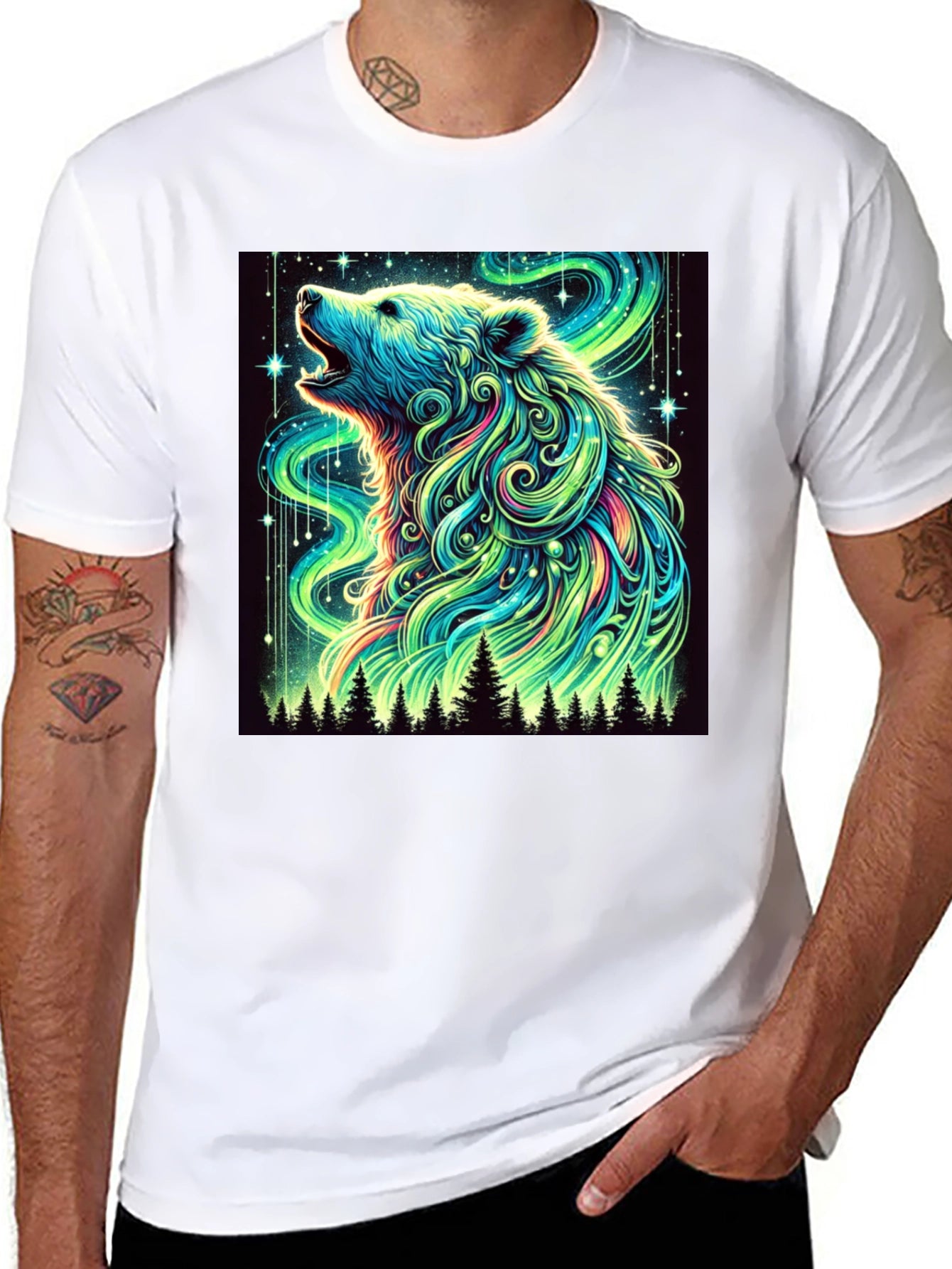 Aurora Bear Black T-Shirt