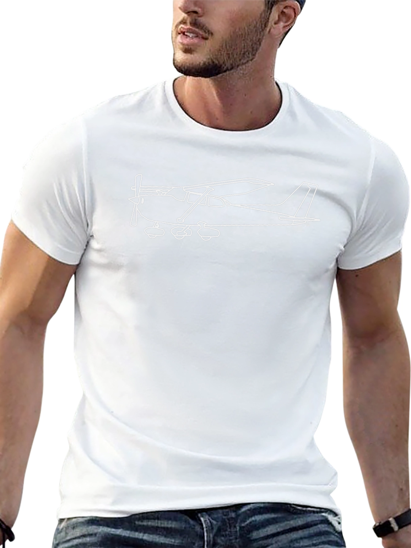 Aviation T-Shirt: Cessna Airplane Outline - Black