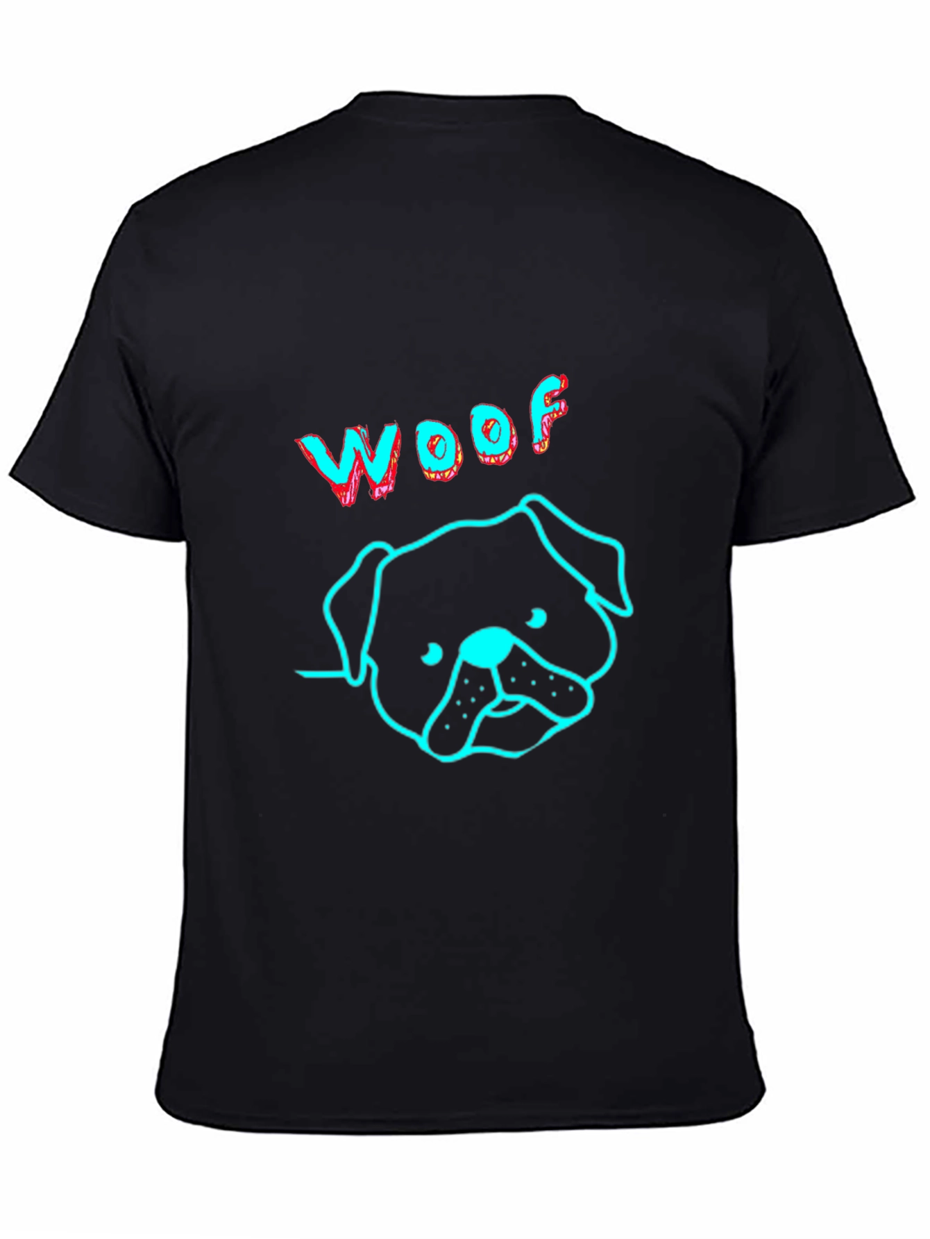 Woof Dog Graphic Print Black T-Shirt