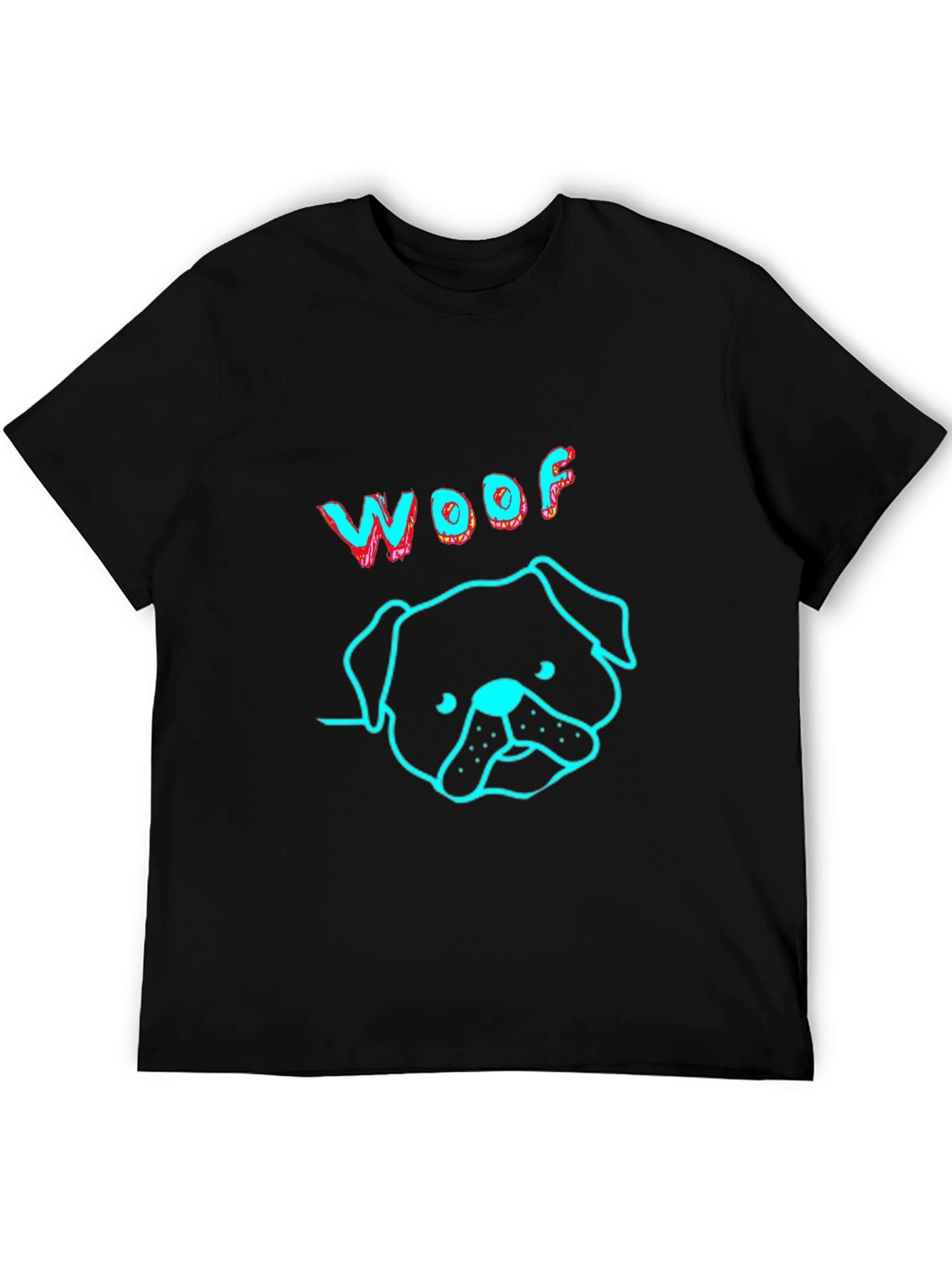 Woof Dog Graphic Print Black T-Shirt