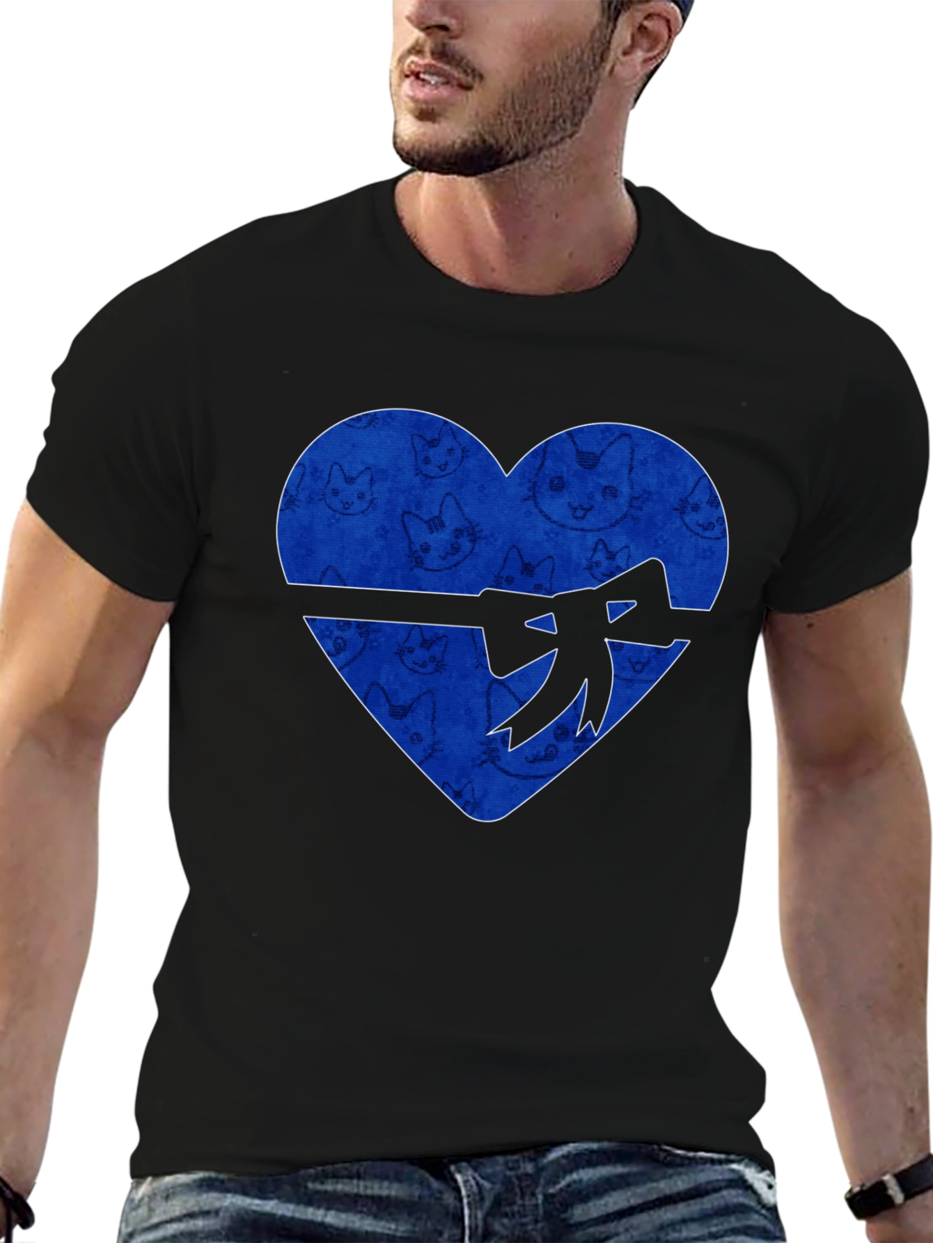 Heart Cat Print T-Shirt