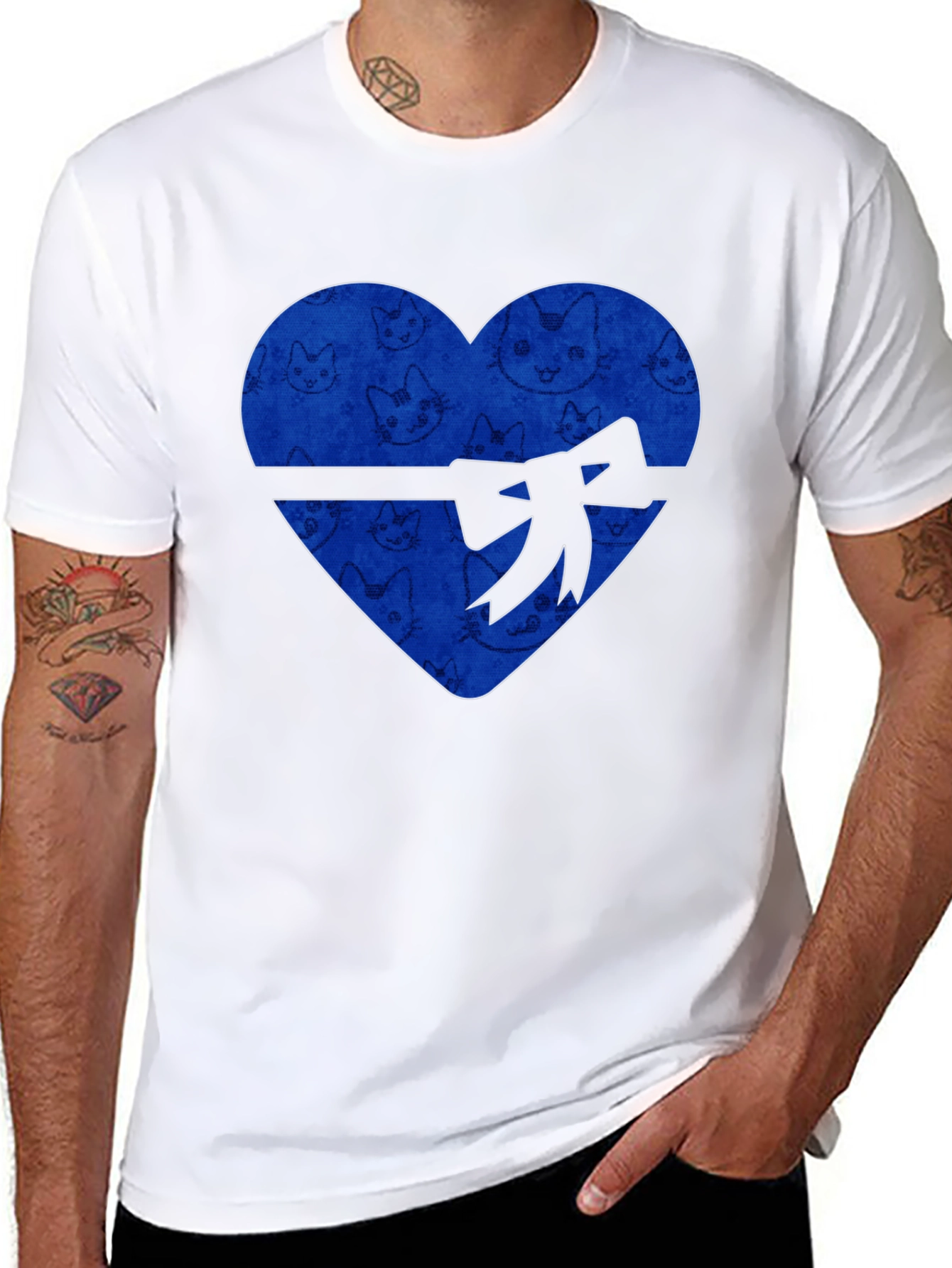 Heart Cat Print T-Shirt