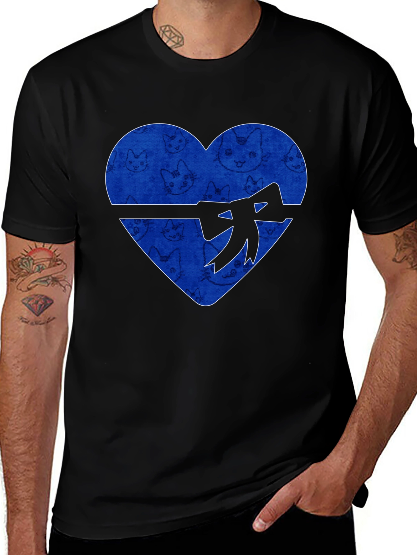 Heart Cat Print T-Shirt