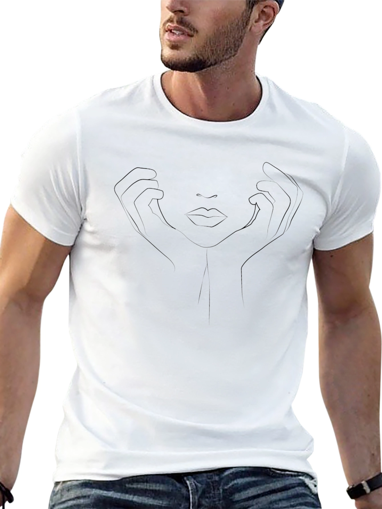 Minimalist Face Line Art T-Shirt - Unisex