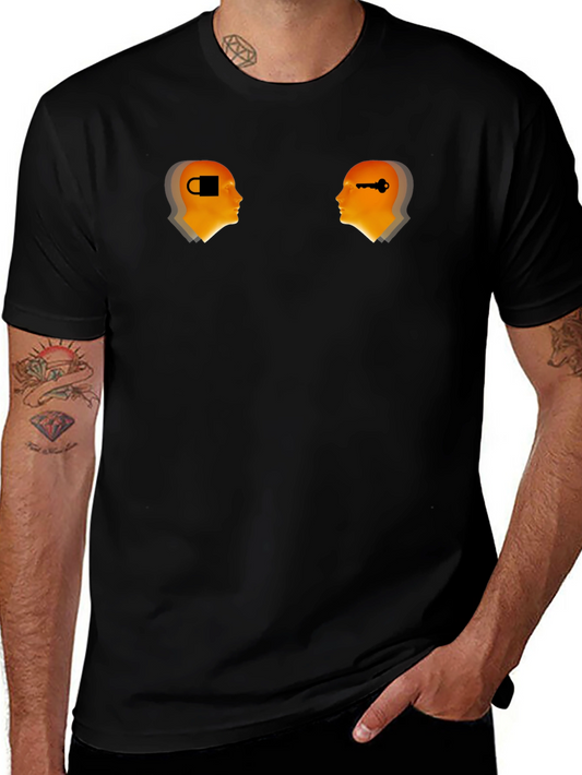Unlock Your Mind T-Shirt - Key & Lock Heads Graphic Tee