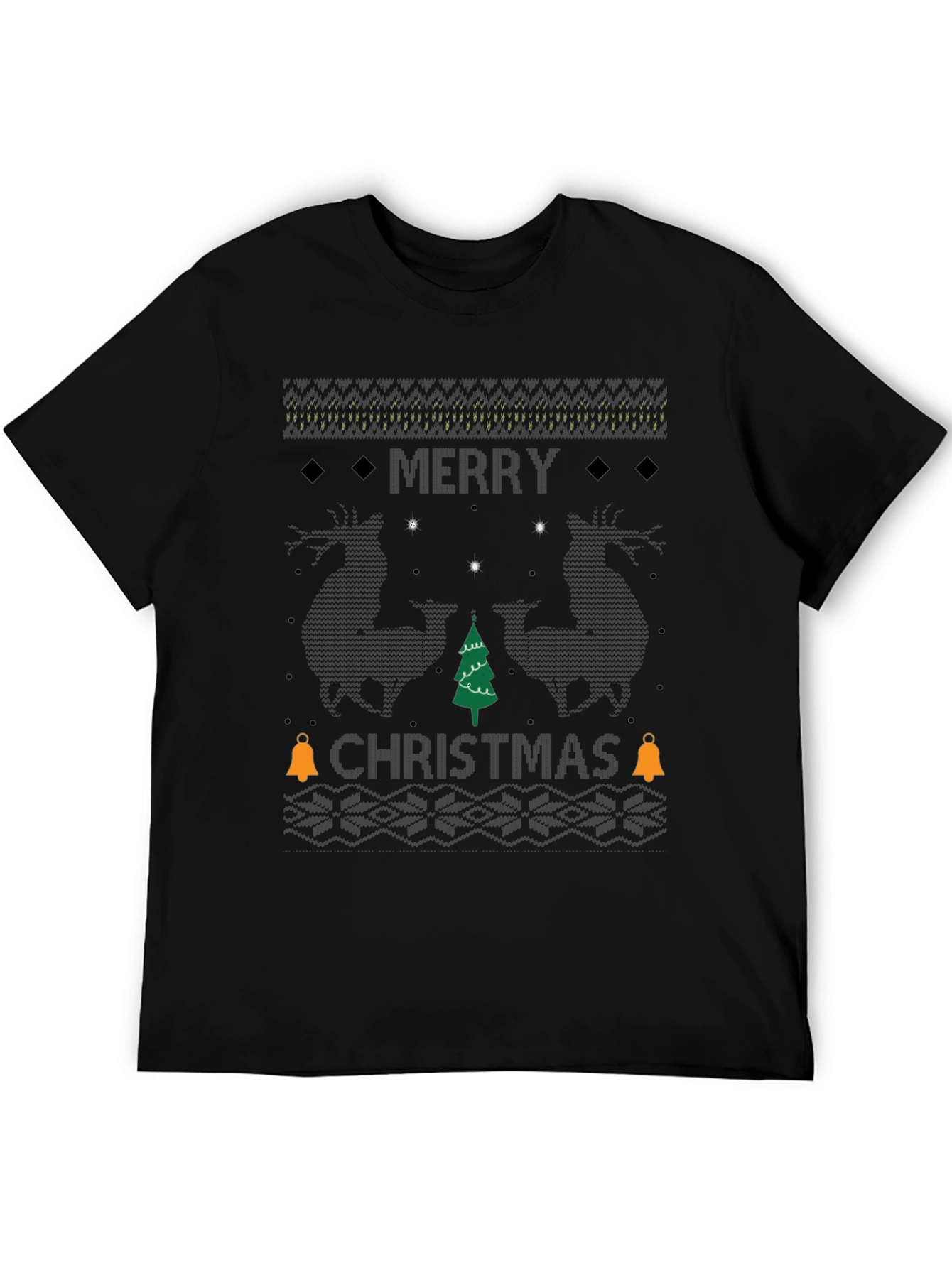 Merry Christmas Ugly Sweater Style Graphic Tee