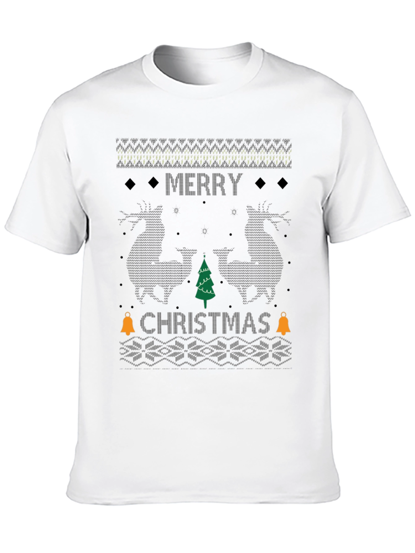 Merry Christmas Ugly Sweater Style Graphic Tee