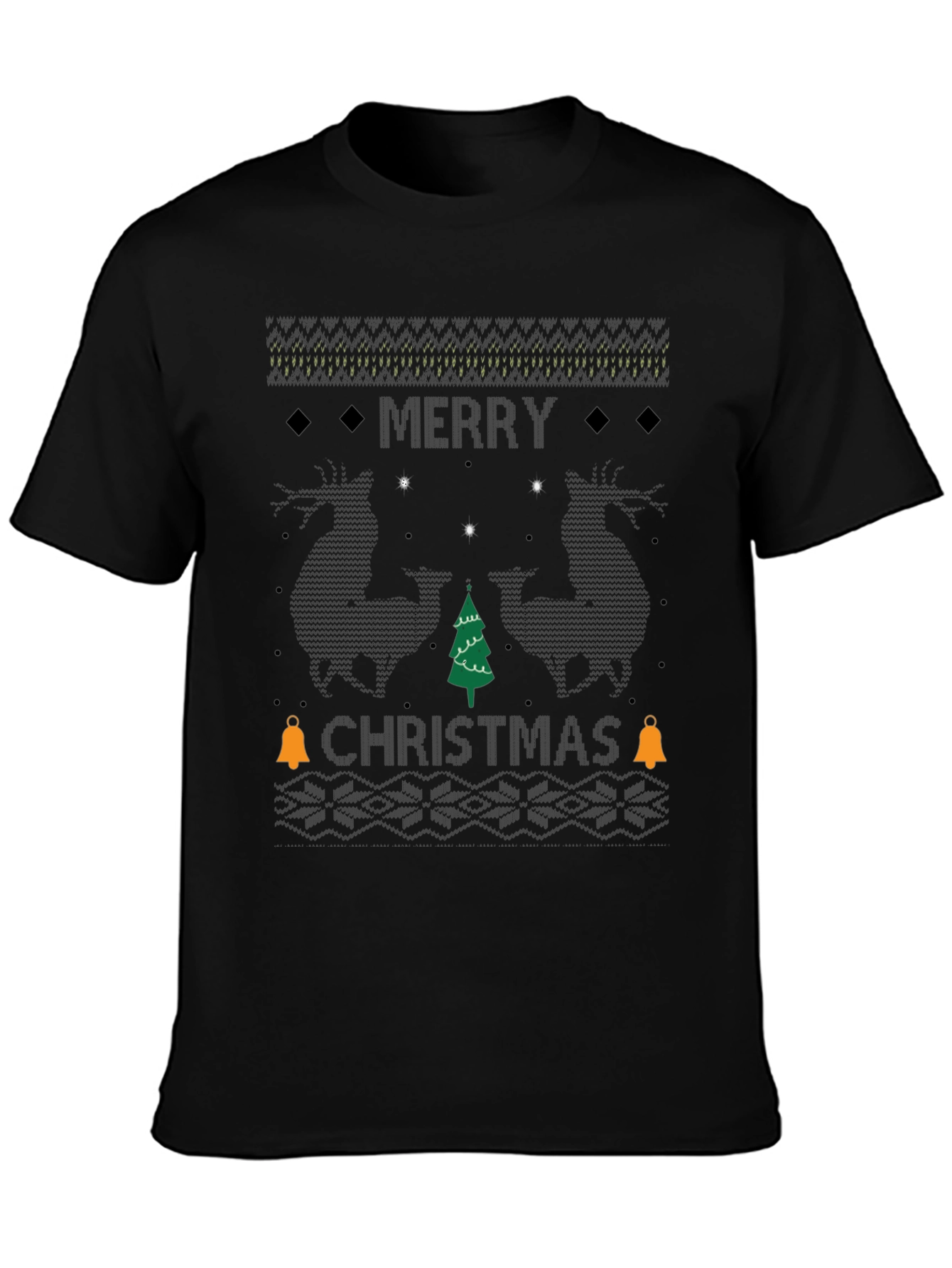 Merry Christmas Ugly Sweater Style Graphic Tee
