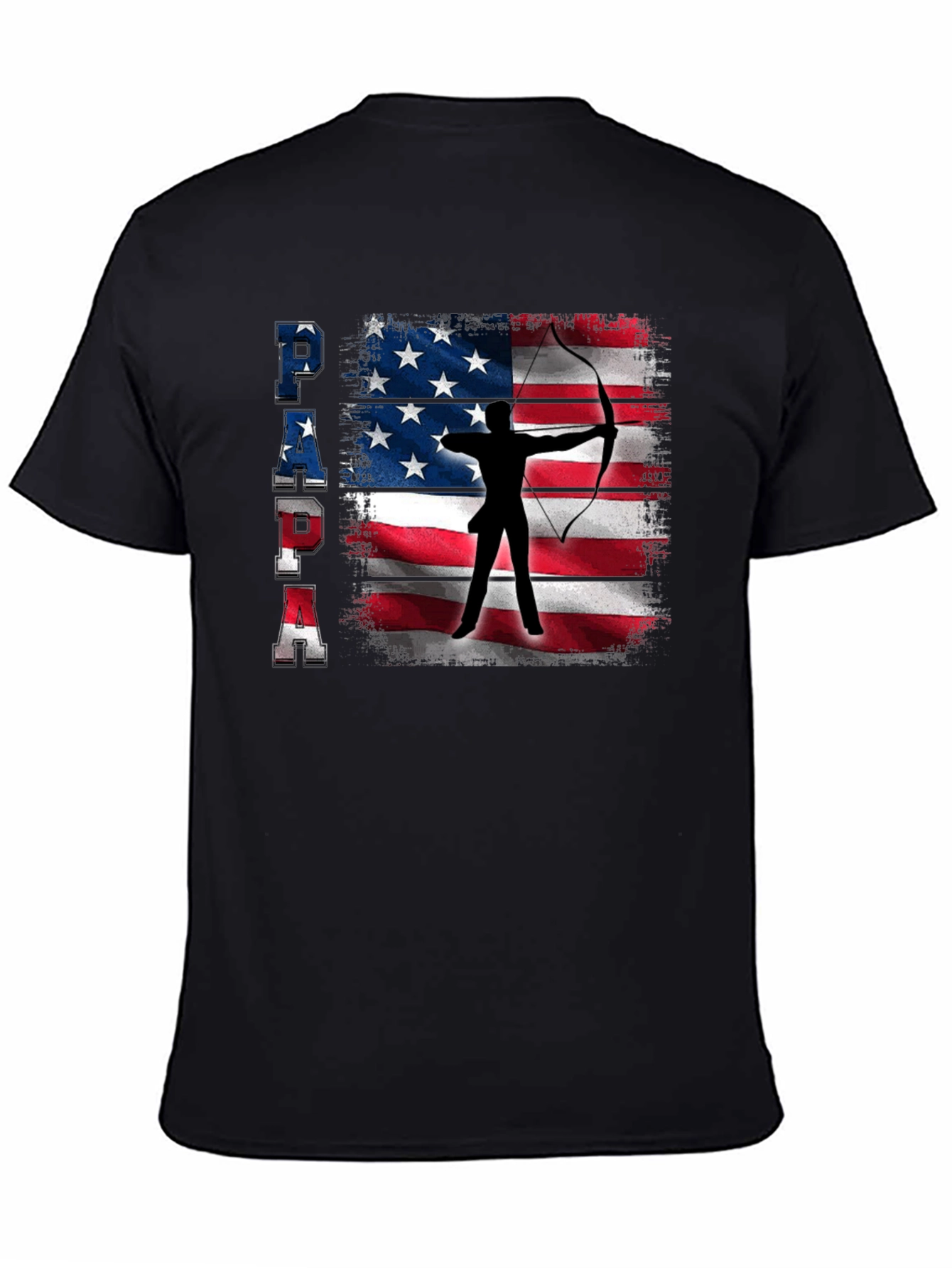Patriotic Archer Dad T-Shirt - USA Flag Bow Hunting