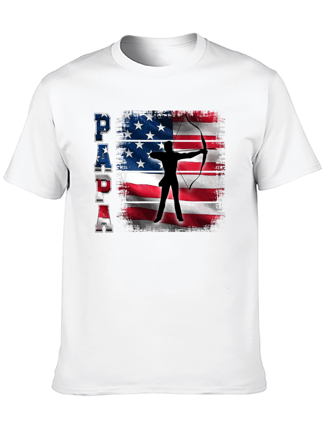 Patriotic Archer Dad T-Shirt - USA Flag Bow Hunting