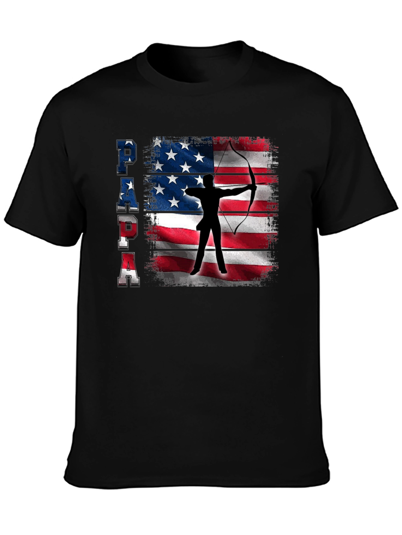 Patriotic Archer Dad T-Shirt - USA Flag Bow Hunting
