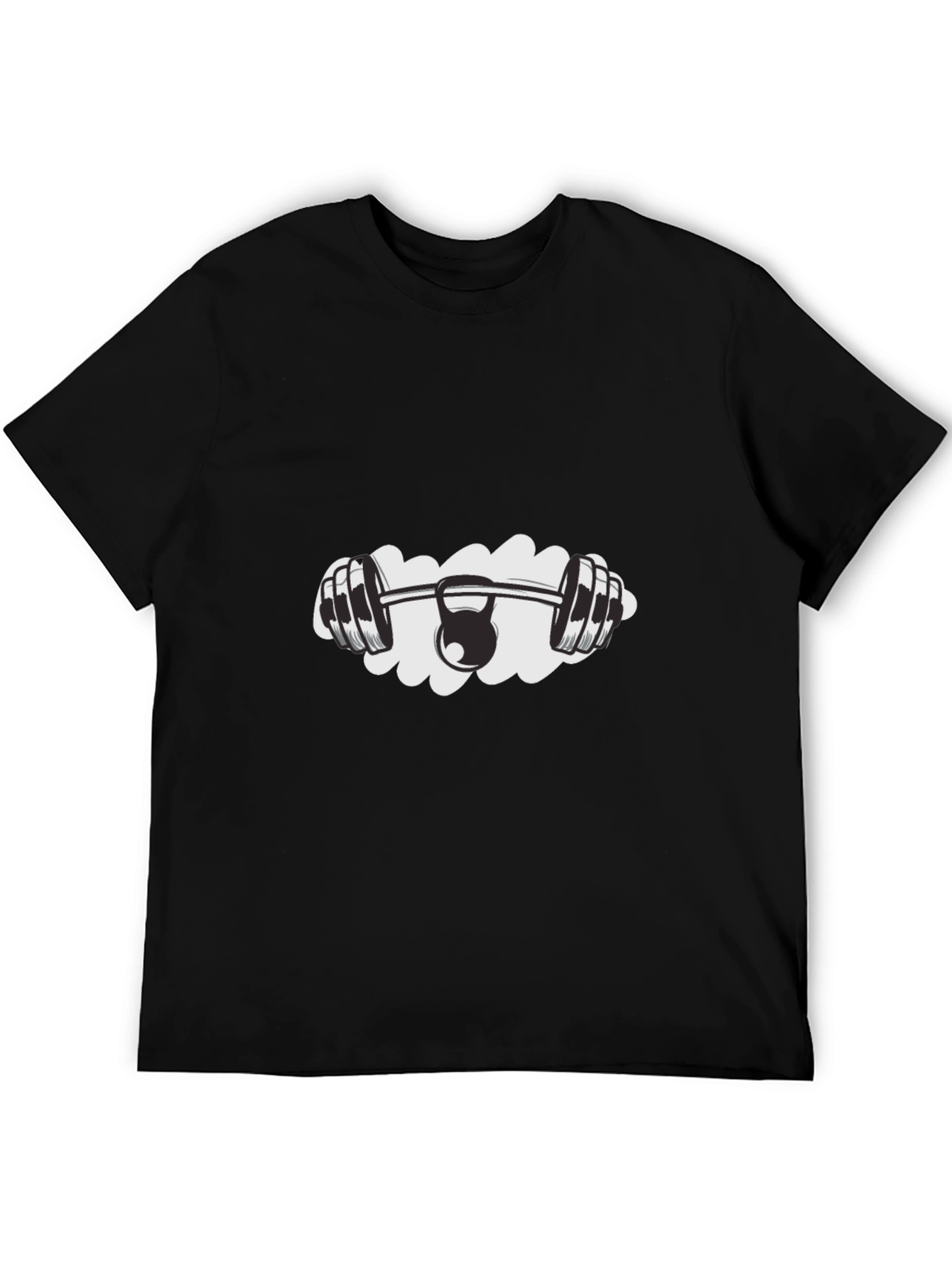 Gym & Kettlebell Graphic Tee - Black Cotton