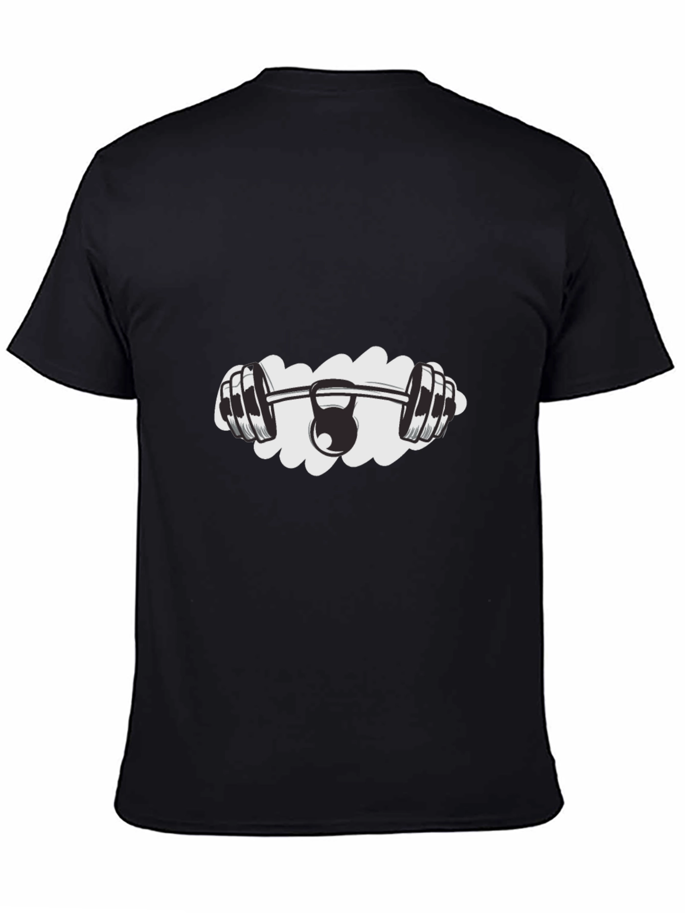 Gym & Kettlebell Graphic Tee - Black Cotton
