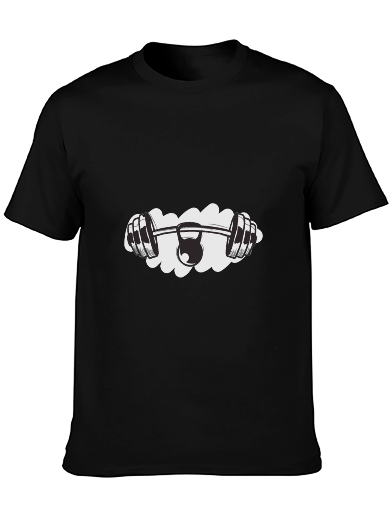 Gym & Kettlebell Graphic Tee - Black Cotton