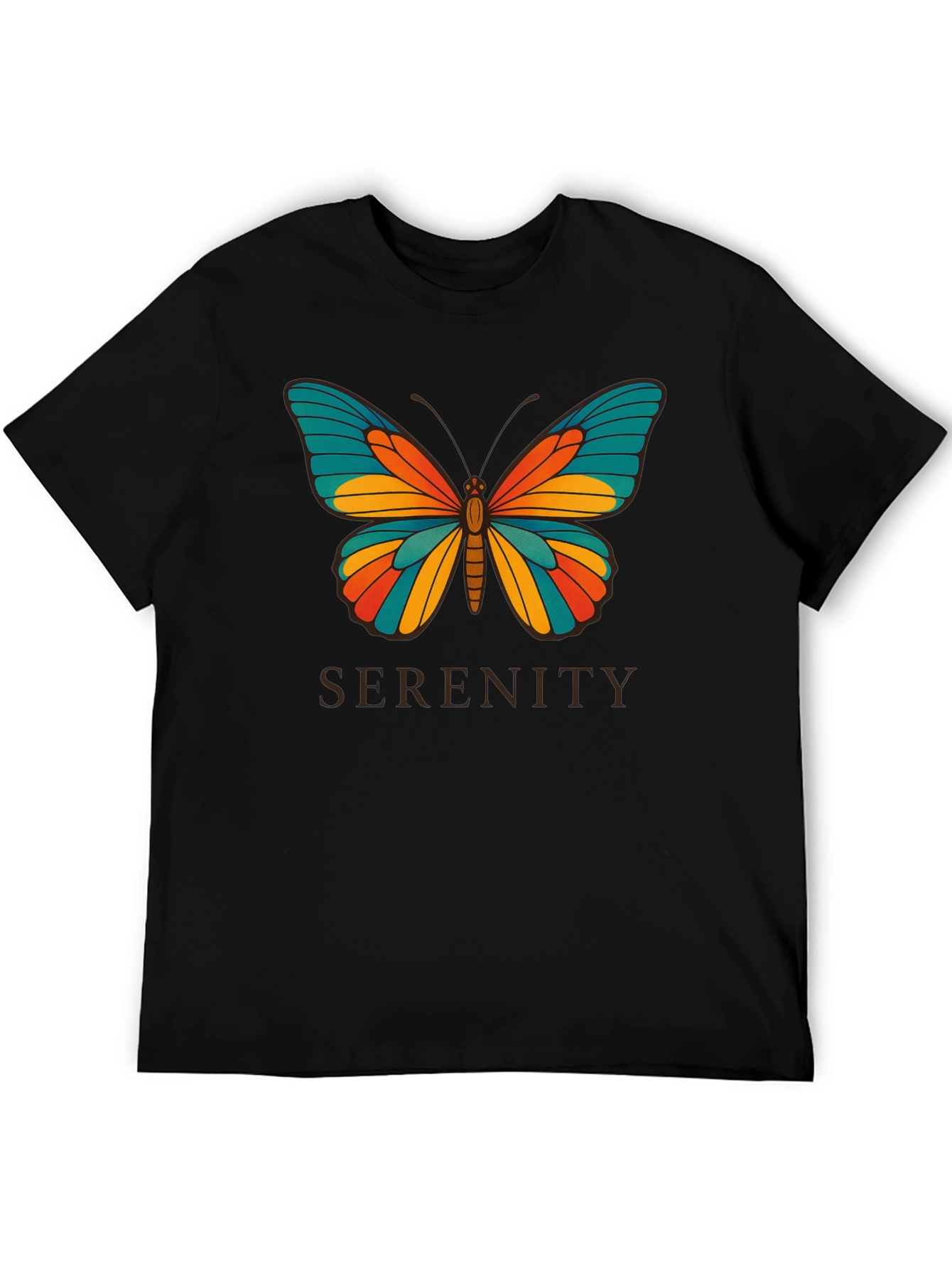 Serenity Butterfly Graphic Black T-Shirt