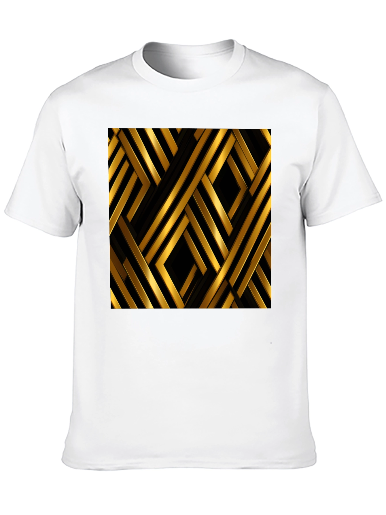 Geometric Gold & Black Pattern Graphic Tee