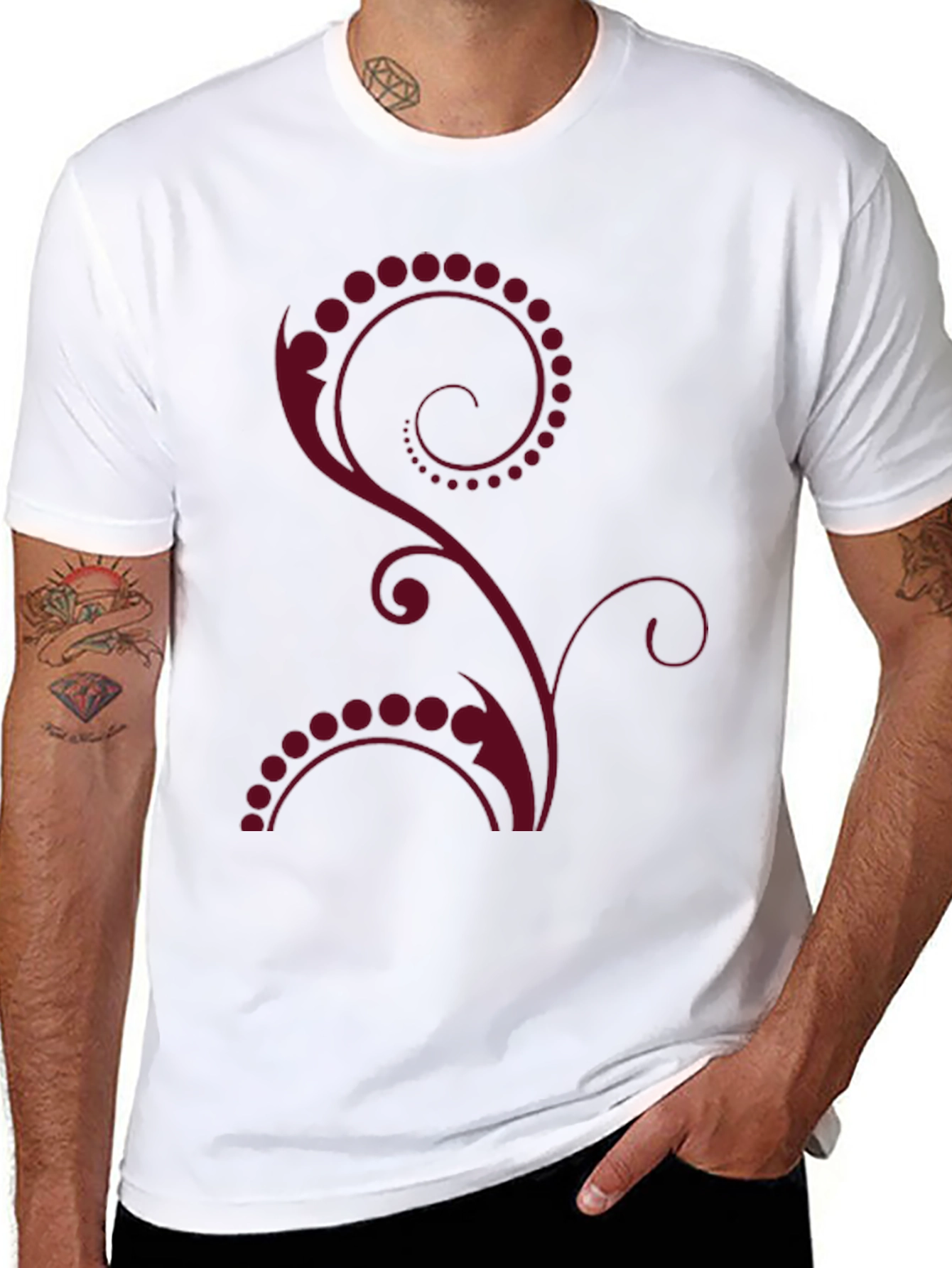Stylish Black Tee with Floral Design